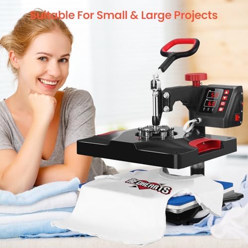 Heat Press Machine 12 x 15 Inch 8 in 1 Heat Press Sublimation Machine 360 Rotation Away Shirt Printing Machine Heating Multifunction Heat Press Transfer Machine for DIY T Shirts Cap Mugs