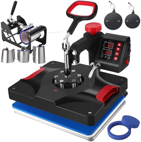 Heat Press Machine 12 x 15 Inch 8 in 1 Heat Press Sublimation Machine 360 Rotation Away Shirt Printing Machine Heating Multifunction Heat Press Transfer Machine for DIY T Shirts Cap Mugs