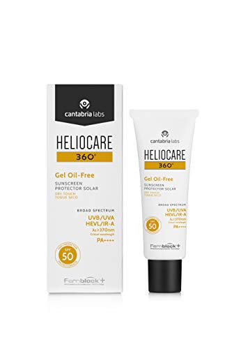 Heliocare 360 Oil Free Gel SPF 50 50ml / Gel Sunscreen For Face/Daily UVA UVB Visible light Infrared A Anti Ageing Sun Protection/Combination Oily and Normal Skin/Matte Finish