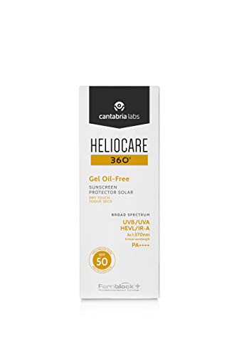 Heliocare 360 Oil Free Gel SPF 50 50ml / Gel Sunscreen For Face/Daily UVA UVB Visible light Infrared A Anti Ageing Sun Protection/Combination Oily and Normal Skin/Matte Finish