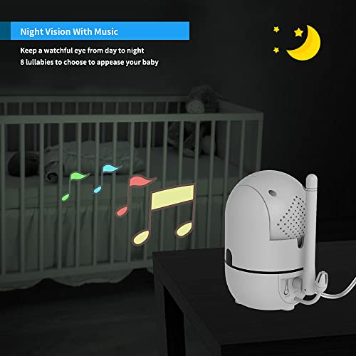 HelloBaby No WiFi Baby Monitor 5 Screen 30 Hour Battery Pan Tilt Zoom Video Upgrade with Camera and Audio  Night Vision  VOX  2 Way Talk  8 Lullabies and 1000ft Range  HB6550
