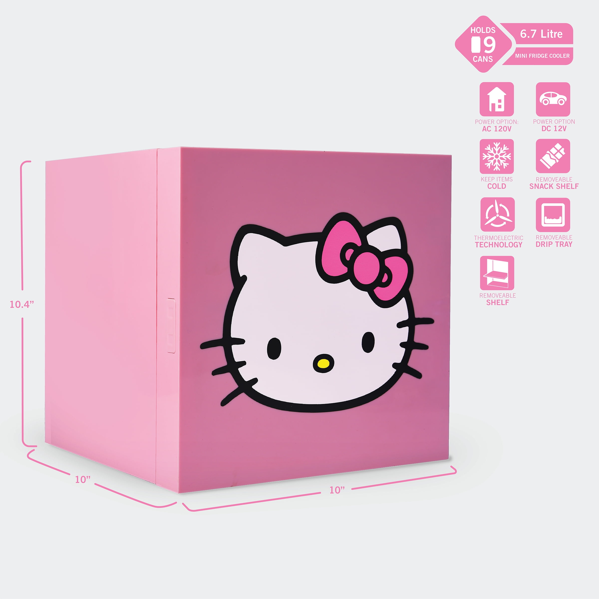 Hello Kitty Pink Cooler Mini Fridge 6 7L Single Door 9 Can ACDC