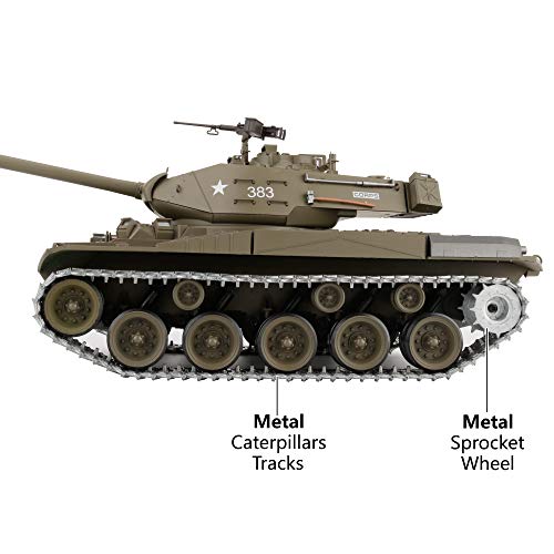 HengLong Modified Edition 1/16 2 4ghz Remote Control US M41A3 Walker Bulldog Tank Model 360 Degree Rotating Turret  Steel Gear Gearbox  3800mah Battery  Metal Tracks &Sprocket Wheel