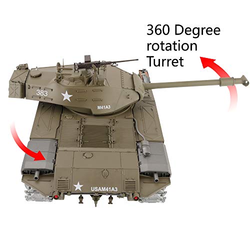 HengLong Modified Edition 1/16 2 4ghz Remote Control US M41A3 Walker Bulldog Tank Model 360 Degree Rotating Turret  Steel Gear Gearbox  3800mah Battery  Metal Tracks &Sprocket Wheel