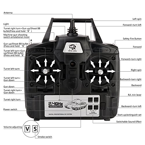 HengLong Modified Edition 1/16 2 4ghz Remote Control US M41A3 Walker Bulldog Tank Model 360 Degree Rotating Turret  Steel Gear Gearbox  3800mah Battery  Metal Tracks &Sprocket Wheel