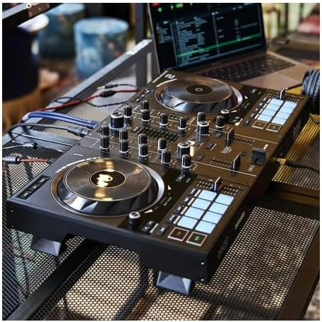 Hercules DJControl Inpulse 500 DJ Controller   Beginner DJ Set  2 Deck USB DJ Mixer with Built In Audio Interface  RGB Pads  Touch Sensitive Jog Wheels