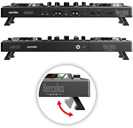 Hercules DJControl Inpulse 500 DJ Controller   Beginner DJ Set  2 Deck USB DJ Mixer with Built In Audio Interface  RGB Pads  Touch Sensitive Jog Wheels