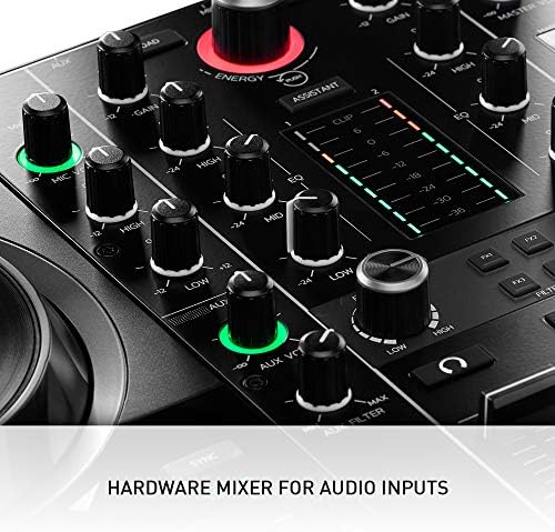 Hercules DJControl Inpulse 500 DJ Controller   Beginner DJ Set  2 Deck USB DJ Mixer with Built In Audio Interface  RGB Pads  Touch Sensitive Jog Wheels