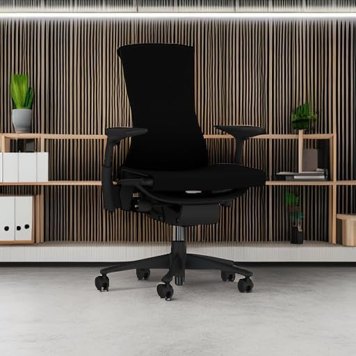 Herman Miller Embody Ergonomic Office Chair   Fully Adjustable Arms and Carpet Casters   Black Rhythm