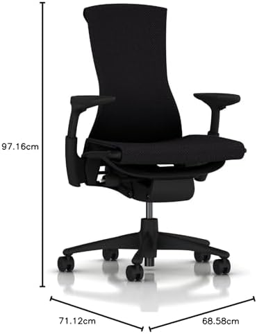 Herman Miller Embody Ergonomic Office Chair   Fully Adjustable Arms and Carpet Casters   Black Rhythm