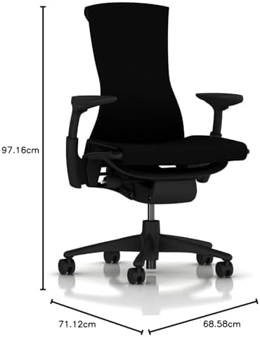 Herman Miller Embody Ergonomic Office Chair   Fully Adjustable Arms and Carpet Casters   Black Rhythm
