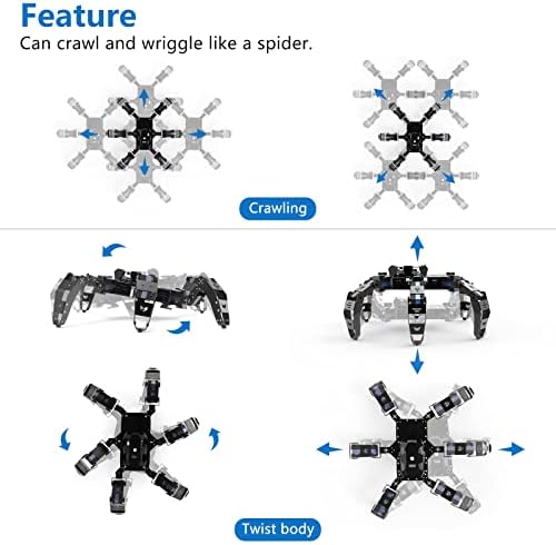 Hexapod Robot Kit for ESP32  STEM Walking Crawling Spider Robot  Supports Arduino C Programming  App RC  Video Transmission  18DOF Aluminum Alloy Frame Kit with Tutorial