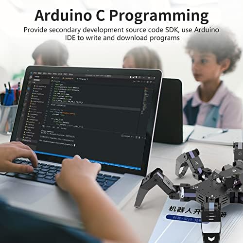 Hexapod Robot Kit for ESP32  STEM Walking Crawling Spider Robot  Supports Arduino C Programming  App RC  Video Transmission  18DOF Aluminum Alloy Frame Kit with Tutorial