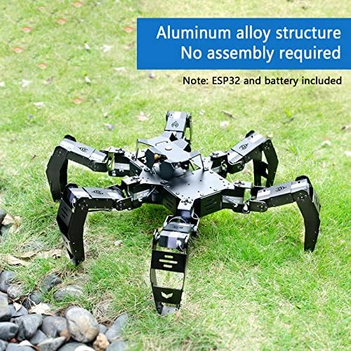 Hexapod Robot Kit for ESP32  STEM Walking Crawling Spider Robot  Supports Arduino C Programming  App RC  Video Transmission  18DOF Aluminum Alloy Frame Kit with Tutorial