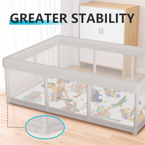 Hiaksedt Baby Playpen 74x50 in PlayPen for Babies and Toddlers  Large Play Yards for Indoor & Outdoor with Zipper Gates  Breathable Mesh with Mat