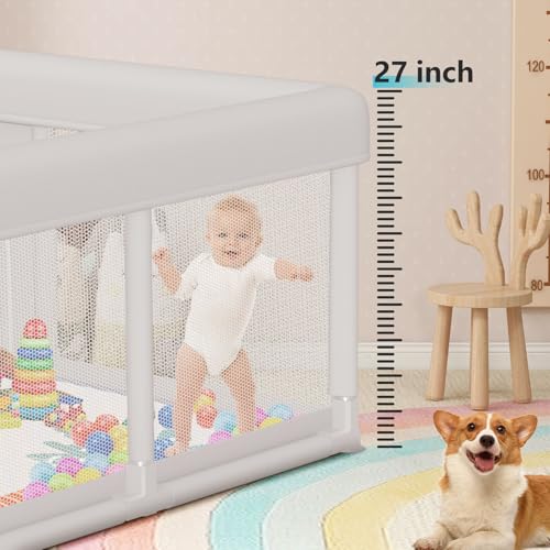Hiaksedt Baby Playpen 74x50 in PlayPen for Babies and Toddlers  Large Play Yards for Indoor & Outdoor with Zipper Gates  Breathable Mesh with Mat