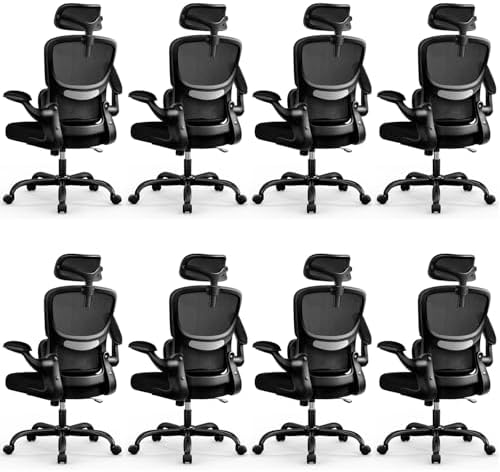 High Back Ergonomic Office Chair  Breathable Mesh Desk Chair with Lumbar Support  Adjustable Headrest  Flip up Armrests  Computer Gaming Chair   LightGray  1Pack 