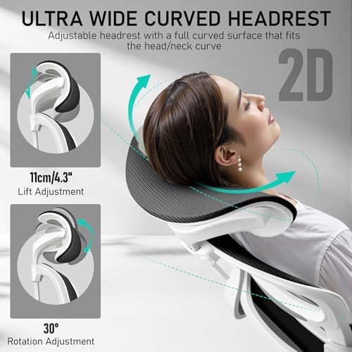 High Back Ergonomic Office Chair  Breathable Mesh Desk Chair with Lumbar Support  Adjustable Headrest  Flip up Armrests  Computer Gaming Chair   LightGray  1Pack 