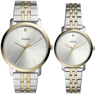 His and Her Lux Luther Three Hand Two Tone Stainless Steel Watch Gift Set