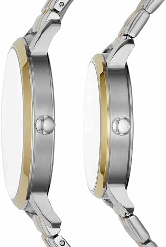 His and Her Lux Luther Three Hand Two Tone Stainless Steel Watch Gift Set