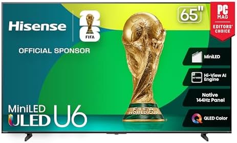 Hisense 100 Class U6 Series Mini LED 4K UHD Smart Fire TV  100U65QF  2025 Model    QLED  Native 144Hz  HDR10   Dolby Vision IQ  Dolby Atmos  Game Mode Pro  ALLM  Alexa Built in  Black