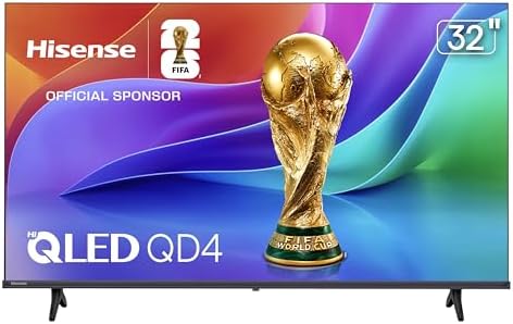 Hisense 32 Inch Class QD4 Series Hi QLED HD Smart VIDAA TV  32QD4SV  2026 Model    Hi QLED Color  DTS Virtual X Sound  VIDAA Smart OS  Alexa Built in  AirPlay & HomeKit