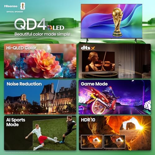 Hisense 32 Inch Class QD4 Series Hi QLED HD Smart VIDAA TV  32QD4SV  2026 Model    Hi QLED Color  DTS Virtual X Sound  VIDAA Smart OS  Alexa Built in  AirPlay & HomeKit
