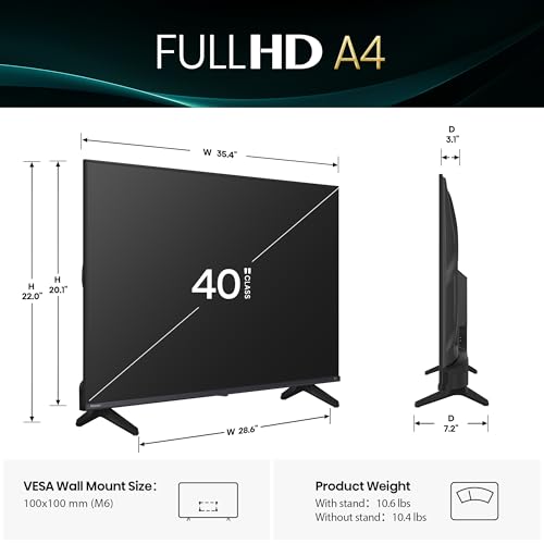 Hisense 40 Inch Class A4 Series FHD 1080p Smart Fire TV  40A4NF  2025 Model    DTS Virtual  X  Slim Bezel Design  Alexa Built in