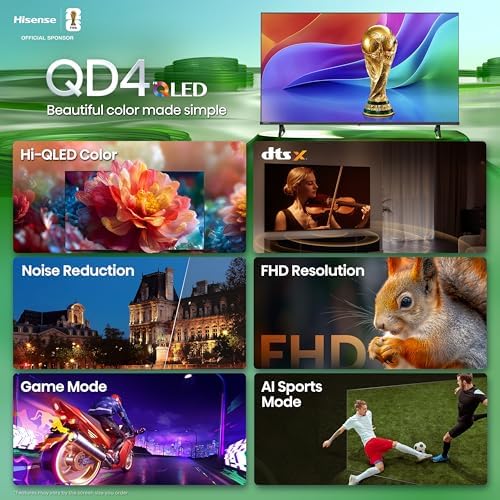 Hisense 40 Inch Class QD4 Series Hi QLED FHD Smart VIDAA TV  40QD4SV  2026 Model    Hi QLED Color  DTS Virtual X Sound  VIDAA Smart OS  Alexa Built in  AirPlay & HomeKit