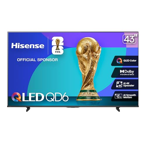 Hisense 43 Class QD6 Series  43QD6QF  2025 Model  QLED 4K UHD Smart Fire TV  Voice Remote with Alexa  Dolby Vision  Dolby Atmos  Motion Rate 120  HDR 10   Game Mode Plus  MEMC  VRR  ALLM