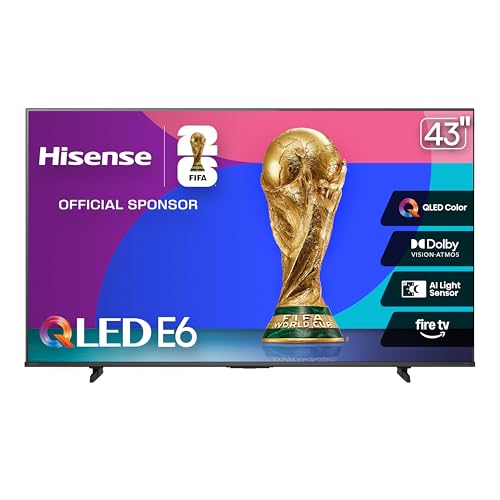 Hisense 43 E6 Cinema Series QLED 4K UHD Smart Fire TV  43E6QF  2025 Model    QLED  AI Light Sensor  Dolby Vision   Atmos  Voice Remote with Alexa  Motion Rate 120  HDR 10  Adaptive  Game Mode Plus