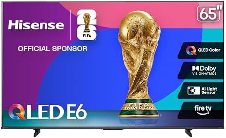 Hisense 55 E6 Cinema Series QLED 4K UHD Smart Fire TV  55E6QF  2025 Model    QLED  AI Light Sensor  Dolby Vision   Atmos  Voice Remote with Alexa  Motion Rate 120  HDR 10  Adaptive  Game Mode Plus