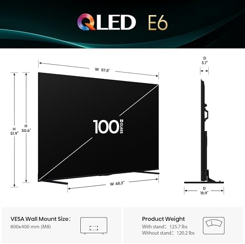 Hisense 55 E6 Cinema Series QLED 4K UHD Smart Fire TV  55E6QF  2025 Model    QLED  AI Light Sensor  Dolby Vision   Atmos  Voice Remote with Alexa  Motion Rate 120  HDR 10  Adaptive  Game Mode Plus