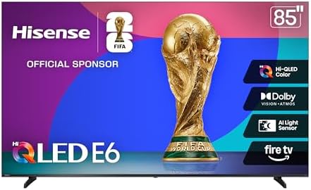 Hisense 65 E6 Cinema Series Hi QLED 4K UHD Smart Fire TV  65E6QF   AI Light Sensor  Dolby Vision   Atmos  Voice Remote with Alexa  Motion Rate 120  HDR 10  Adaptive  Game Mode Plus