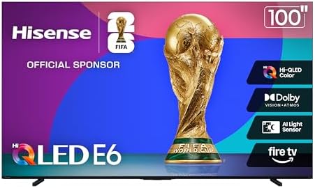 Hisense 65 E6 Cinema Series Hi QLED 4K UHD Smart Fire TV  65E6QF   AI Light Sensor  Dolby Vision   Atmos  Voice Remote with Alexa  Motion Rate 120  HDR 10  Adaptive  Game Mode Plus