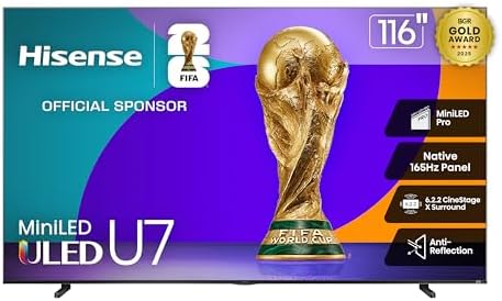 Hisense 65 U7 Mini LED ULED 4K UHD Best Premium Gaming Google Smart TV  65U75QG  2025 Model    QLED  Native 165Hz  VRR 288  Up to 3000 Nits  HDR10   Dolby Vision IQ   Atmos  IMAX Enhanced  2 1 2 Ch