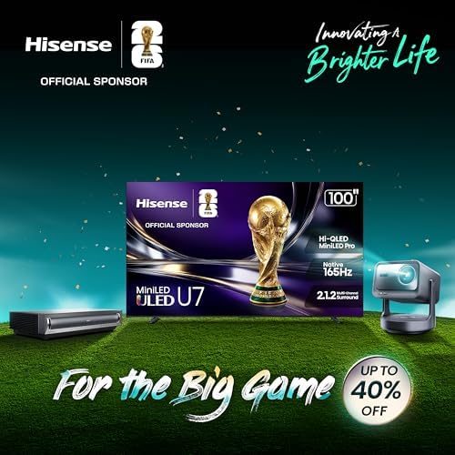 Hisense 65 U7 Mini LED ULED 4K UHD Best Premium Gaming Smart Google TV  65U7SG  2026 NEW    Hi QLED  Native 165Hz  VRR 330  HDR10   Dolby Vision IQ   Atmos  IMAX Enhanced  Anti Reflection  2 1 2 Ch