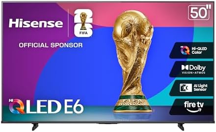 Hisense 75 E6 Cinema Series Hi QLED 4K UHD Smart Fire TV  75E6QF  2025 Model    AI Light Sensor  Dolby Vision   Atmos  Voice Remote with Alexa  Motion Rate 120  HDR 10  Adaptive  Game Mode Plus
