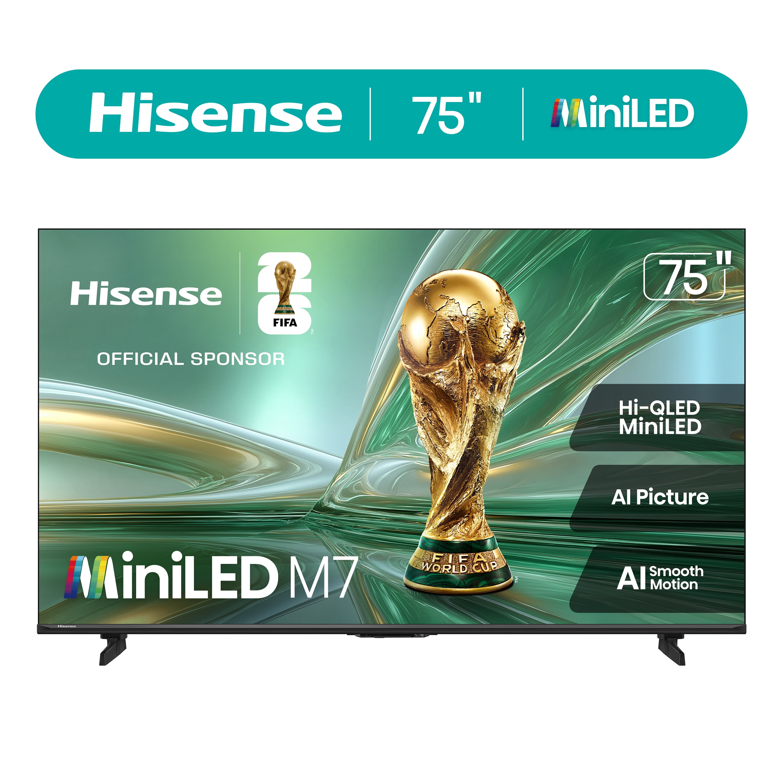 Hisense 75" M7 Series Mini LED QLED 4K UHD Google Smart TV  75M7SG  2026 Model    Mini LED  Hi   QLED  Dolby Vision  HDR10   Built in Subwoofer  Game Mode Pro  AI Smooth Motion  Google Assistant