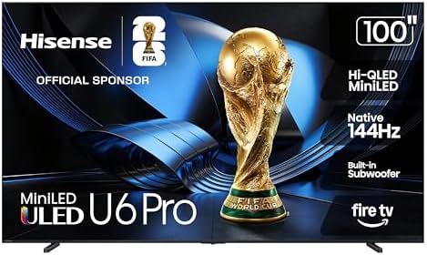 Hisense 75 U6 Pro Series Mini LED 4K UHD HDR Gaming AI Smart Fire TV  75U6SF Pro  2026 New    Hi QLED  Native 144Hz  Motion Rate 480  Dolby Vision IQ   Atmos  HDR10   Glare Free  Alexa 