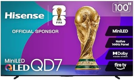 Hisense 85 Class QD7 Series Mini LED 4K UHD Smart Fire TV  85QD7QF  2025 Model    QLED  Native 144hz  HDR10   Dolby Vision  Dolby Atmos  Game Mode Pro  ALLM  Alexa Built in with Voice Remote  MEMC