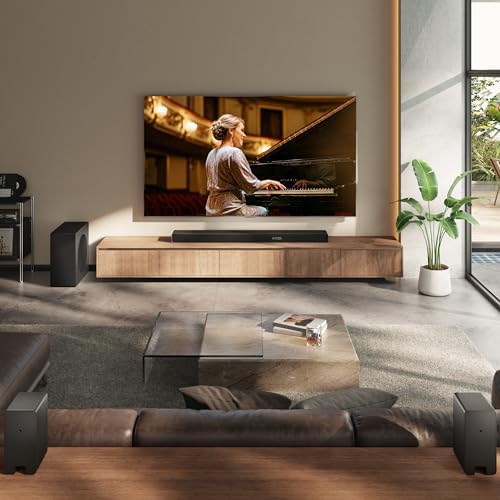 Hisense AX5140Q 5 1 4ch Home Theater Soundbar with Wireless Subwoofer and Rear Surround Speakers Up Firing Speakers Dolby Atmos DTS X Bluetooth 5 3 HDMI eARC App Control & Remote Control 7 EQ Modes