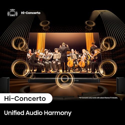 Hisense AX5140Q 5 1 4ch Home Theater Soundbar with Wireless Subwoofer and Rear Surround Speakers Up Firing Speakers Dolby Atmos DTS X Bluetooth 5 3 HDMI eARC App Control & Remote Control 7 EQ Modes