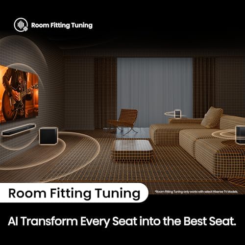Hisense AX5140Q 5 1 4ch Home Theater Soundbar with Wireless Subwoofer and Rear Surround Speakers Up Firing Speakers Dolby Atmos DTS X Bluetooth 5 3 HDMI eARC App Control & Remote Control 7 EQ Modes