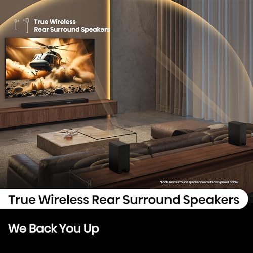Hisense AX5140Q 5 1 4ch Home Theater Soundbar with Wireless Subwoofer and Rear Surround Speakers Up Firing Speakers Dolby Atmos DTS X Bluetooth 5 3 HDMI eARC App Control & Remote Control 7 EQ Modes