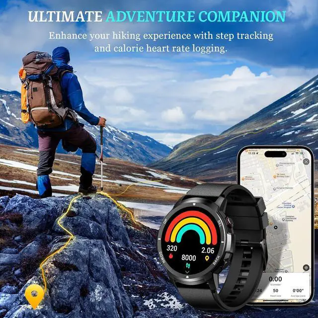 Hitoor Smart Watch for Men  Bluetooth Call  Military Smartwatch Waterproof Fitness Sleep Tracker Watch with/Heart Rate/Blood Pressure Monitor/110 Sports Modes  Smart Watch for IOS Android Phones