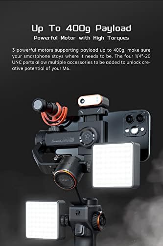 Hohem iSteady M6 Gimbal Stabilizer for Smartphone  3 Axis Cell Phone Stabilizer Built in OLED Display 400g Payload Reverse Charging Android and iPhone Gimbal with Inception Motion Timelapse