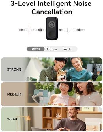 Hollyland Lark A1 Wireless Mini Microphone for iPhone 14/13/12  2TX   Lightning RX  48kHz/24 bit  3 Level Intelligent Noise Cancel  Magnetic Microphone for YouTube  Podcast  Vlogging  Black 