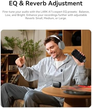 Hollyland Lark A1 Wireless Mini Microphone for iPhone 14/13/12  2TX   Lightning RX  48kHz/24 bit  3 Level Intelligent Noise Cancel  Magnetic Microphone for YouTube  Podcast  Vlogging  Black 