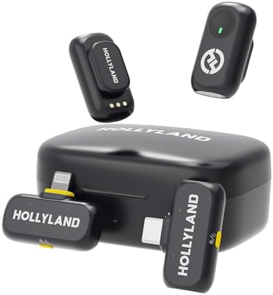 Hollyland Lark A1 Wireless Mini Microphone for iPhone 14/13/12  2TX   Lightning RX  48kHz/24 bit  3 Level Intelligent Noise Cancel  Magnetic Microphone for YouTube  Podcast  Vlogging  Black 